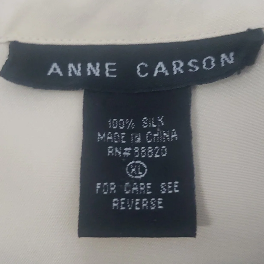 💯% Silk “Anne Carson” Button Up Blouse Size LP - Picture 8 of 8